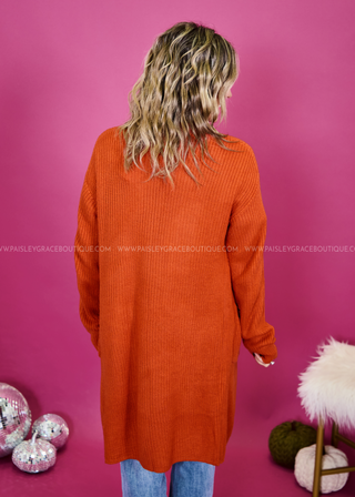 Crisp Fall Knit Cardigan - Orange