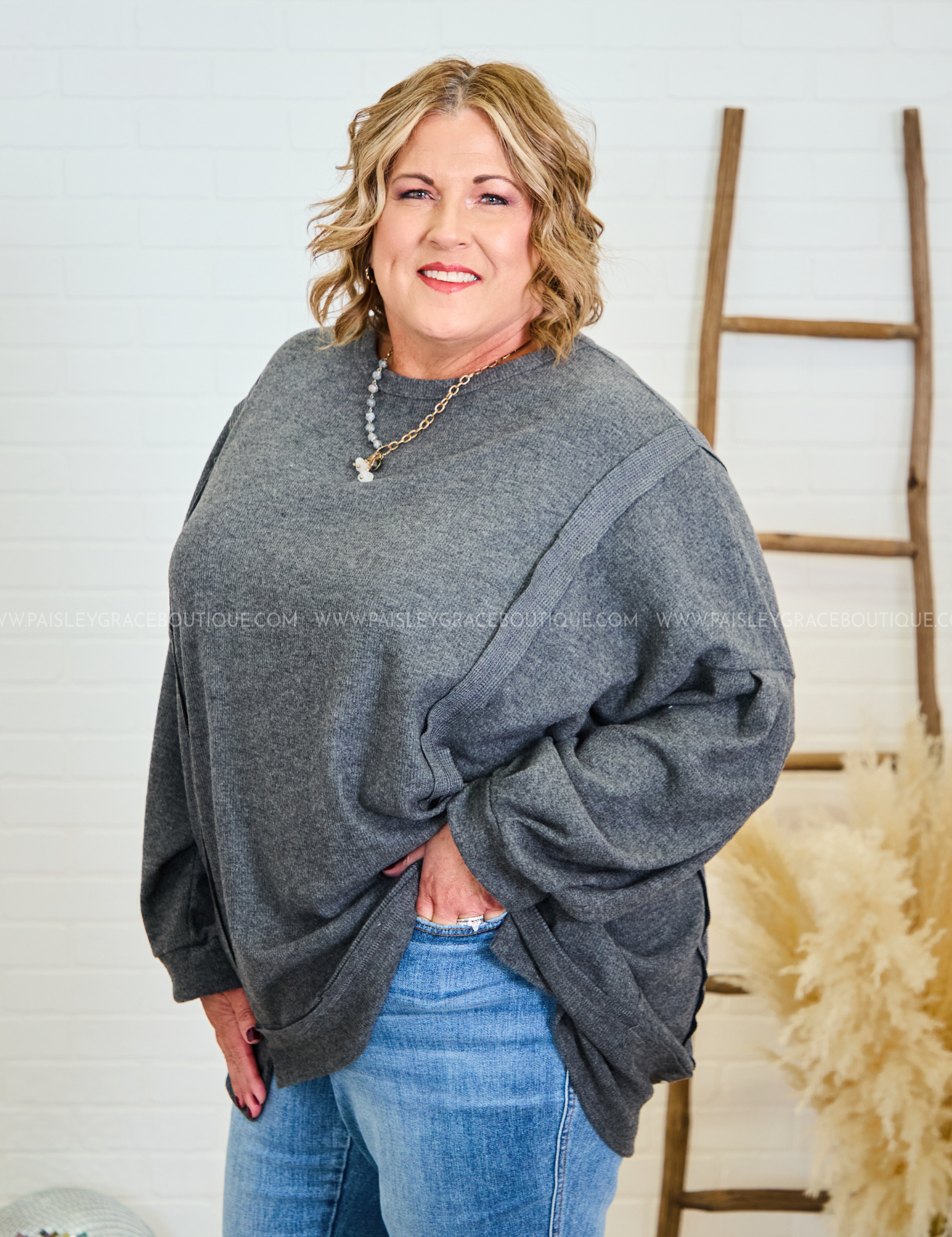 Seasonal Perfection Top - Charcoal* LAST ONES FINAL SALE *