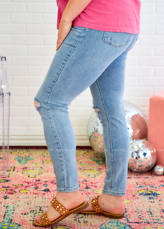 Eloise Mid Rise Control Top Distressed Skinny Jeans