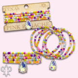 Multi-Color Bead Bracelet with Rhinestone Teardrop Charm