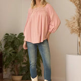 Solid Lace Square Neck Bell Sleeve Blouse Top (Reg Only) - LAST ONES FINAL SALE