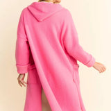 Multi Checker Hooded Side Slit Button Up Cardigan - 3 Colors* FINAL SALE *