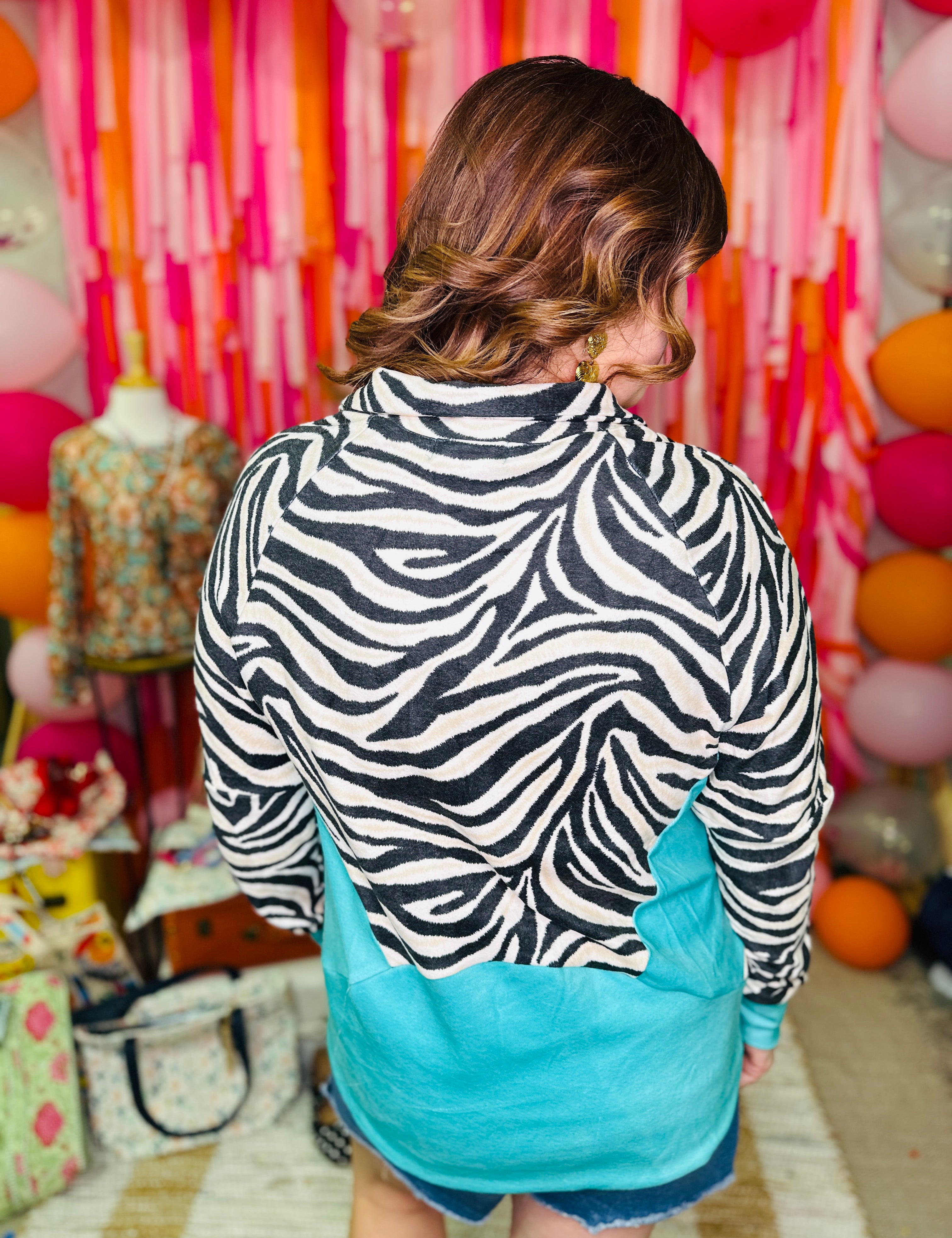 Desert Stripe Turquoise Pullover