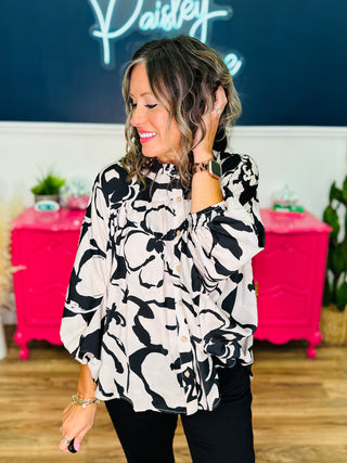 Printed Mirabelle Satin Button Down Shirt