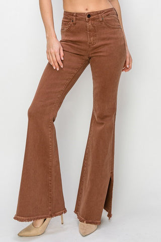 Eliana High Rise Side Slit Flare Pants- Preorder