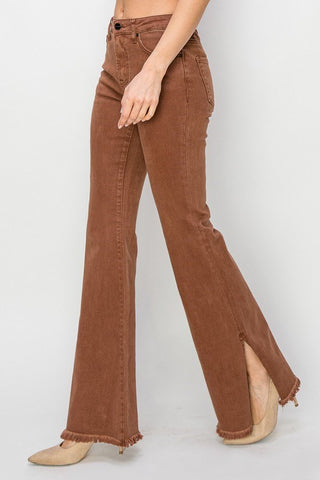 Eliana High Rise Side Slit Flare Pants- Preorder