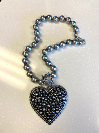 Large Bubble Heart Zinc Necklace