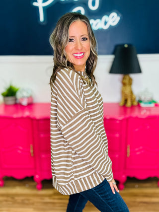 Long Sleeve Striped Crew Neck Top