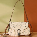 Wrangler Crystal Studded Canvas Saddle Bag - Tan