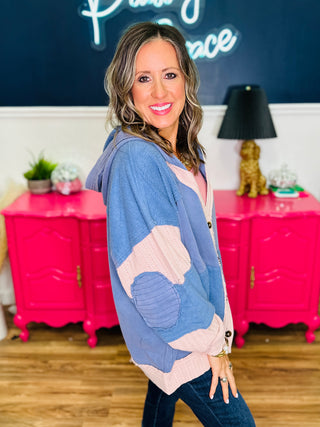 Washed Colorblock Cardigan Mixed Media