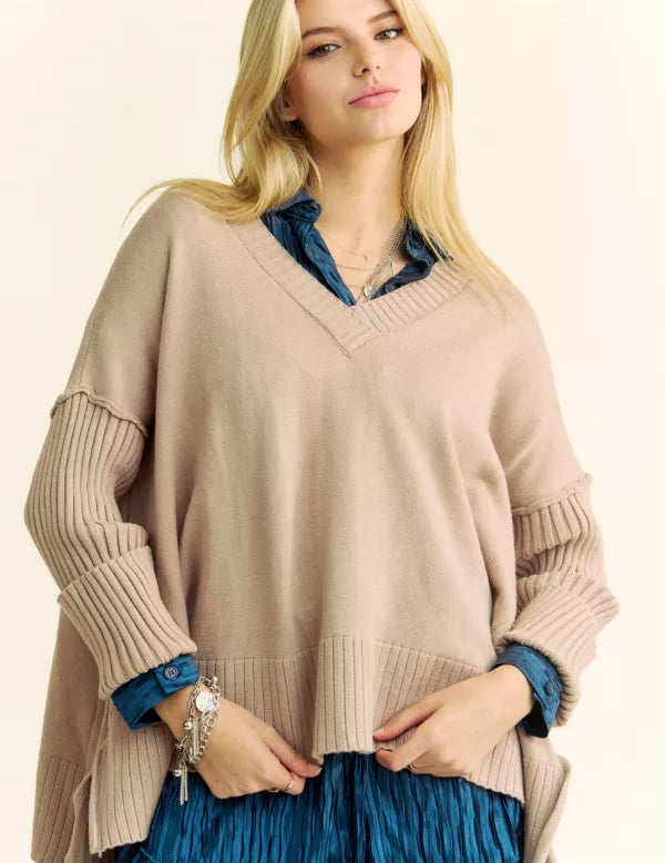 Solid Ribbed Sleeve Side Slit Pullover Sweater (Reg Only) - 2 Colors - LAST ONES FINAL SALE