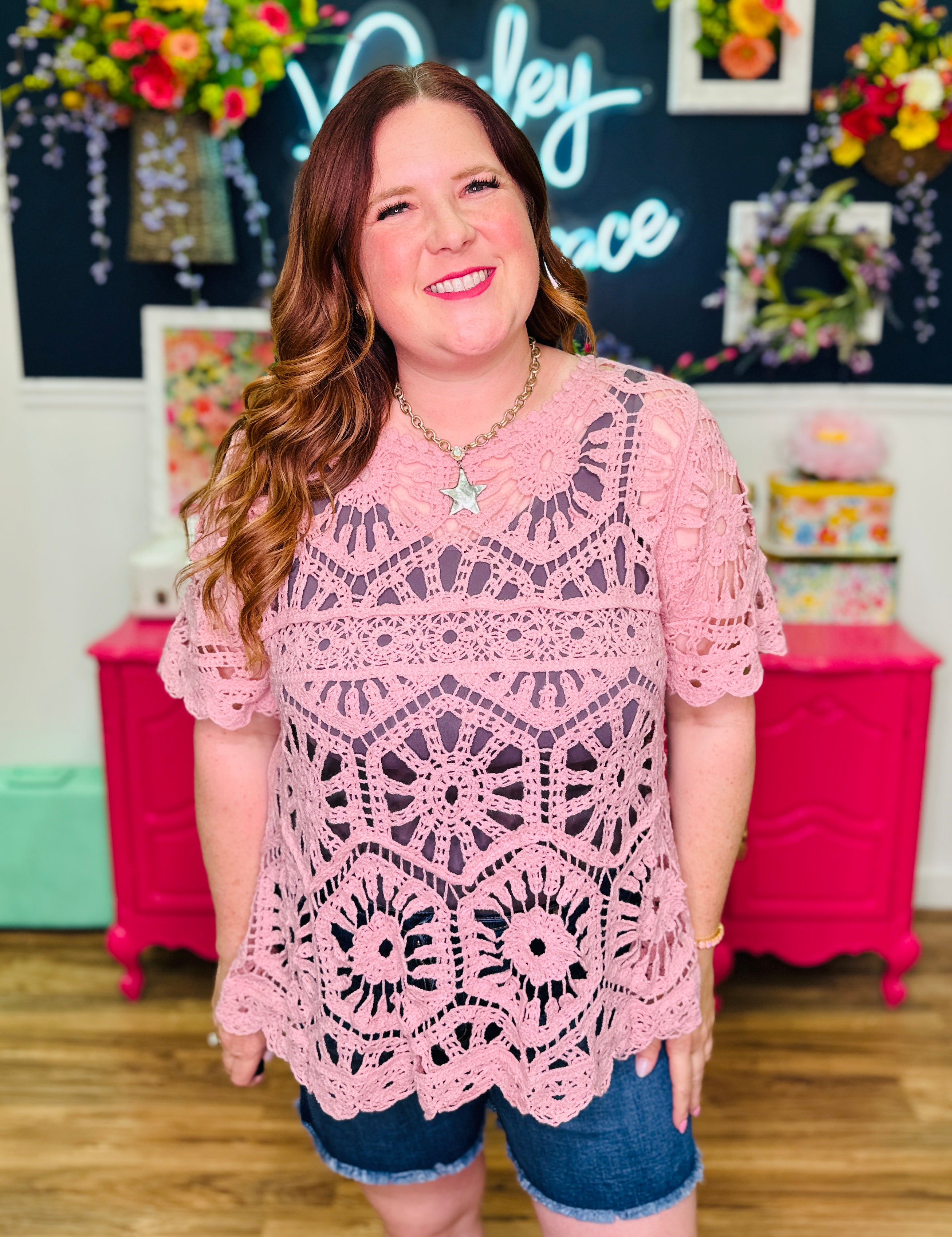 Woven Wonder Crochet Top - Rose Pink