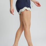 Colorblocked Shorts with Scalloped Hemline - LAST ONES FINAL SALE