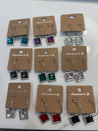 Chiclet Crystal Hoop Earrings