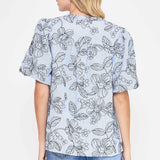 Embroidered Floral Print Blouse