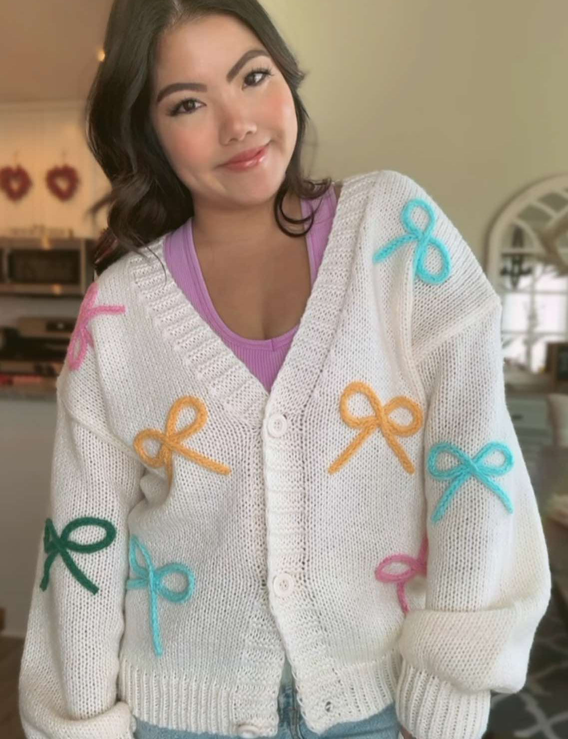 Simply Darling Pastel Bow Lightweight Cardigan - FINAL SALE