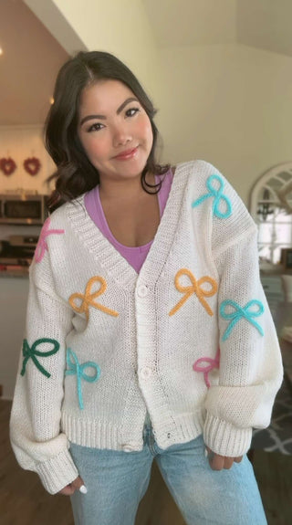 Simply Darling Pastel Bow Lightweight Cardigan - FINAL SALE