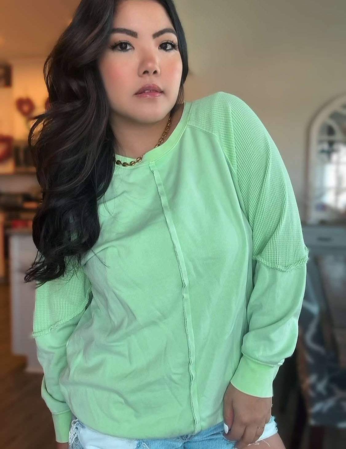 Daisy Waffle Ash Wash Top - LAST ONES FINAL SALE
