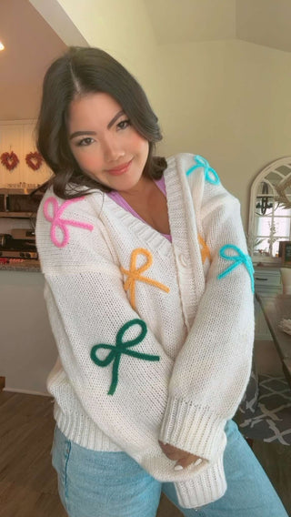 Simply Darling Pastel Bow Lightweight Cardigan - FINAL SALE