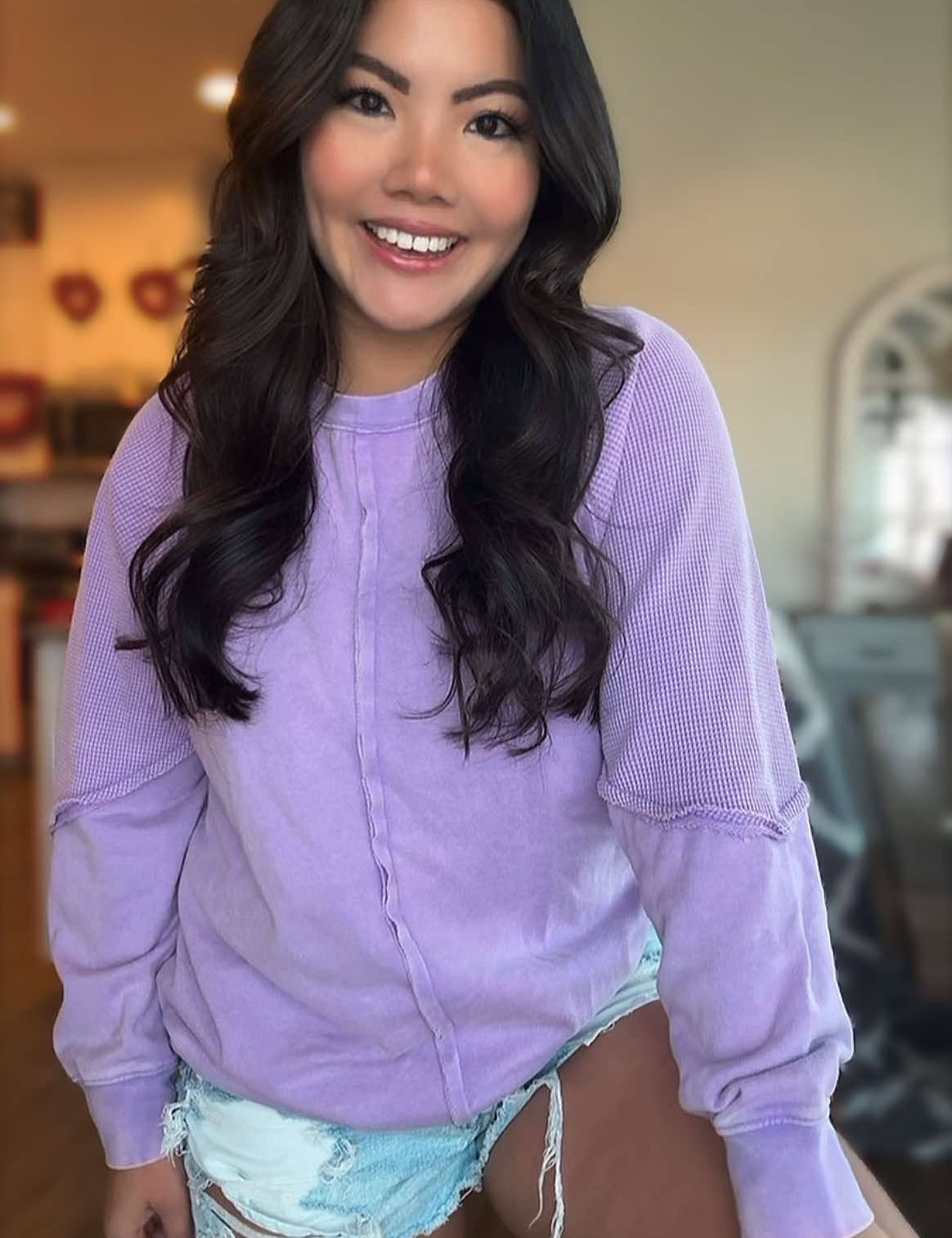 Daisy Waffle Ash Wash Top - LAST ONES FINAL SALE