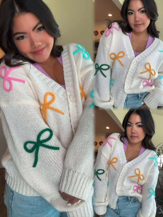 Simply Darling Pastel Bow Lightweight Cardigan - FINAL SALE