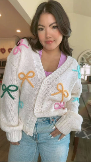Simply Darling Pastel Bow Lightweight Cardigan - FINAL SALE
