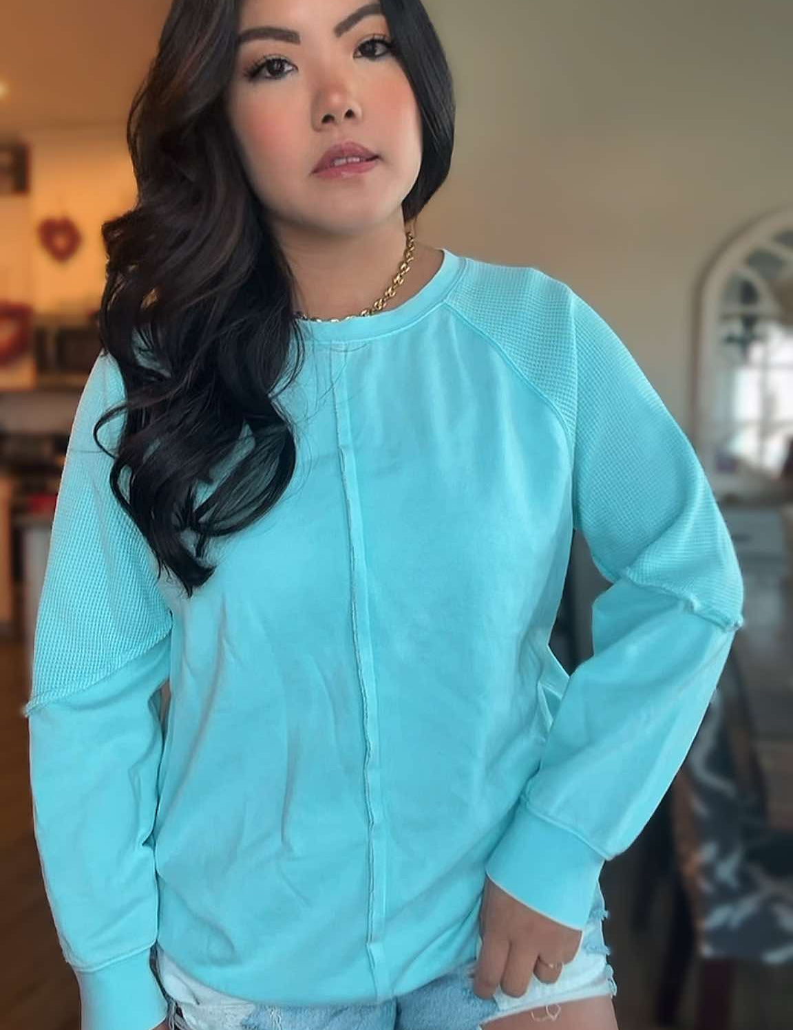 Daisy Waffle Ash Wash Top - LAST ONES FINAL SALE