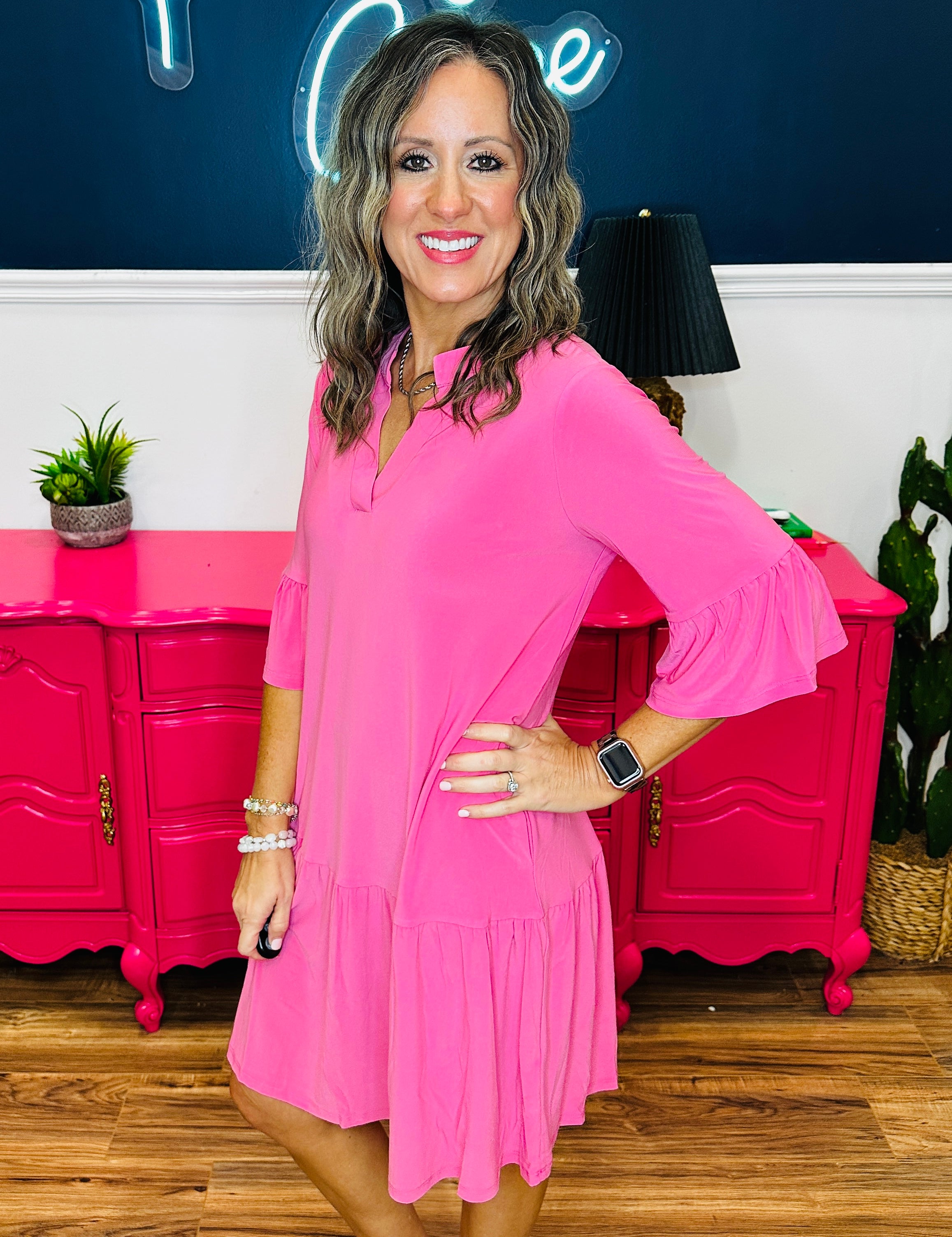 Dear Scarlett Lizzy Sunday Dress - Pink Glow - FINAL SALE