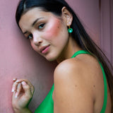 Deco Glam Medallion Oval Hoops Pink