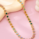 Uptown Girl Bezel Gemstone Tennis Necklace