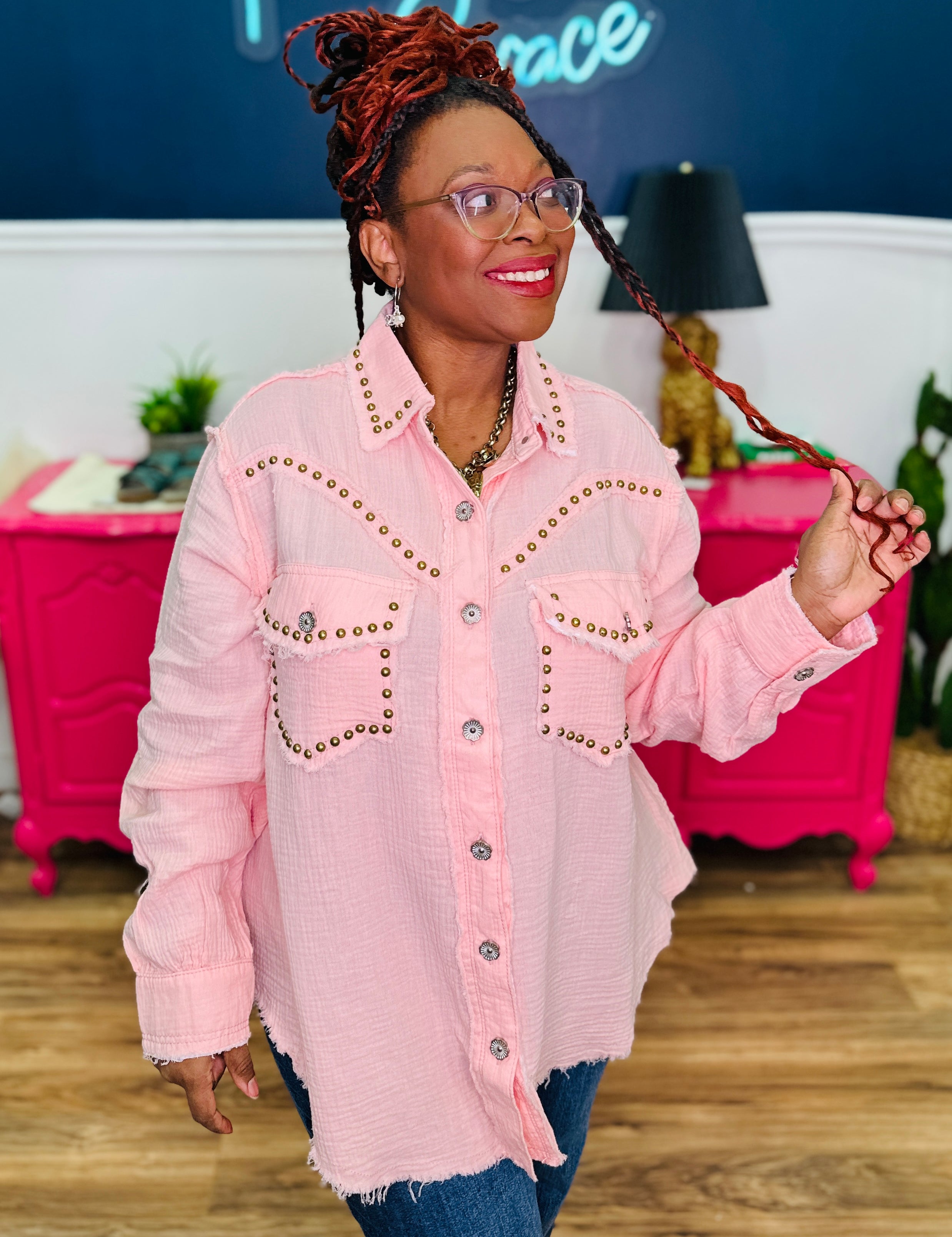 POL Western Inspired Yoke Shacket - FINAL SALE