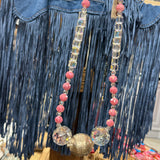Pink Crystal & Silver Ball Necklace