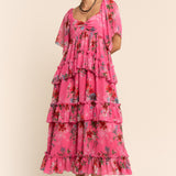 Flower Printed Chiffon Maxi Dress - FINAL SALE