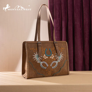 Montana West Western Embroidered Tote - Brown
