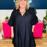 Bubble Sleeve Flowy Dress - Black - LAST ONES FINAL SALE