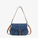 Wrangler Crystal Studded Canvas Saddle Bag - Jean