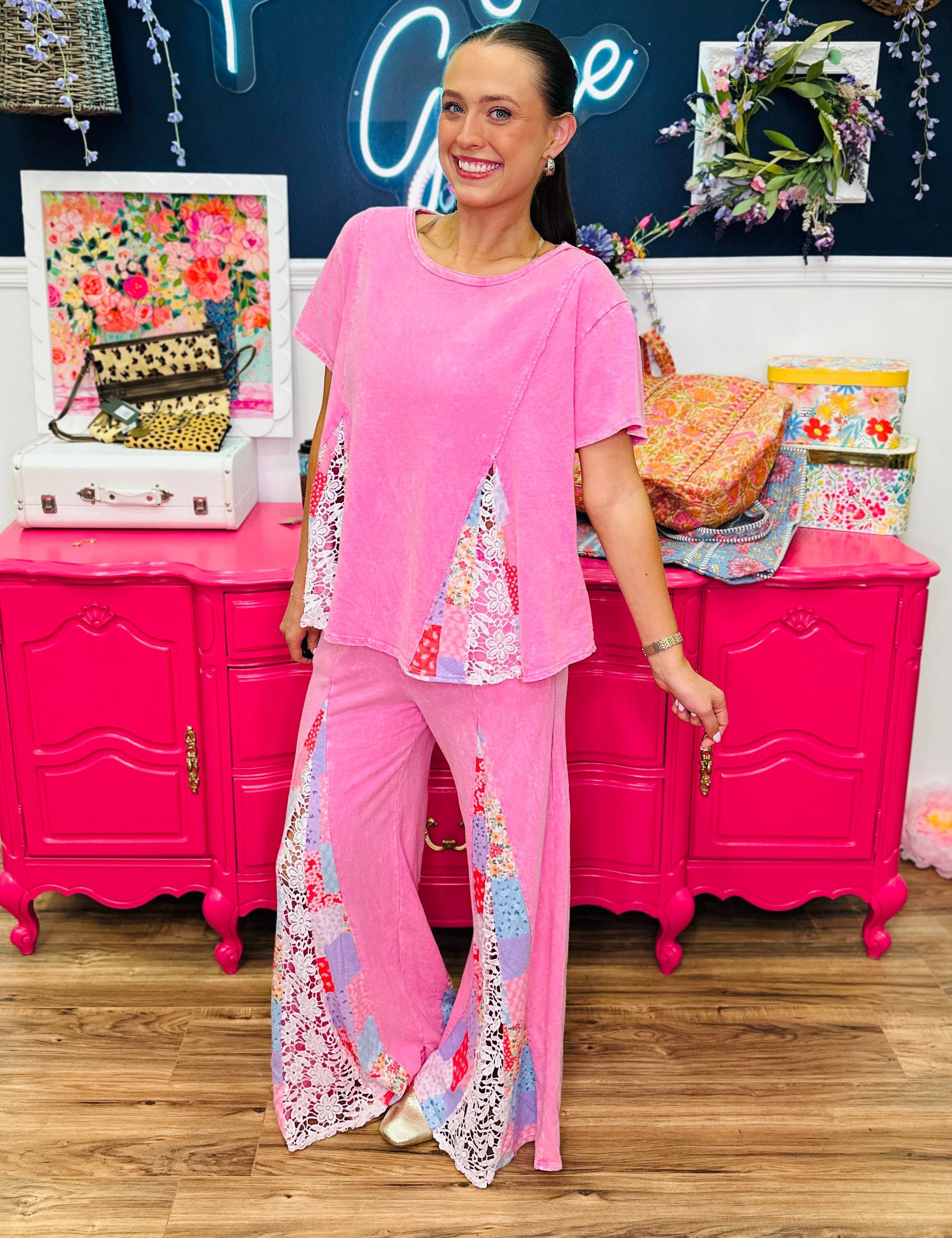 Pink Mirage Lace Pants