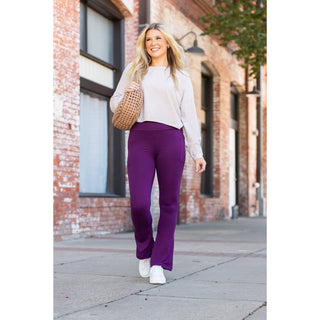 Purple flare yoga pants by Julia Rose

Stretchy high waist purple leggings with pockets and flared leg