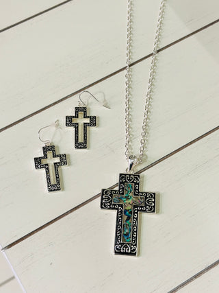Jessa Cross Necklace + Earring Set