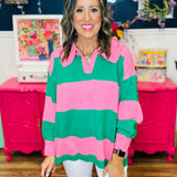 Easy Like Sunday Sweater - Pink & Green