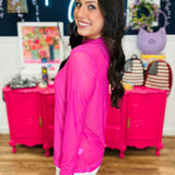 Soft Focus Mesh Top - Fuchsia