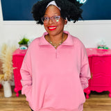 Annalise Scuba Half Zip Pullover - Lt Rose - LAST ONES FINAL SALE