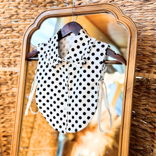 Instant Elevation Collar - White with Black Polka Dots Ruffle