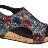 Volta II Wedge Sandals by Corkys - Washed Black Floral - PREORDER