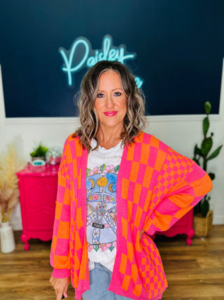 Light Weight Checkerboard Cardigan - FINAL SALE