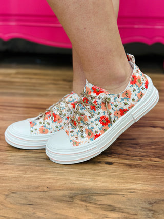 Aman Floral Sneakers by Very G - Peach