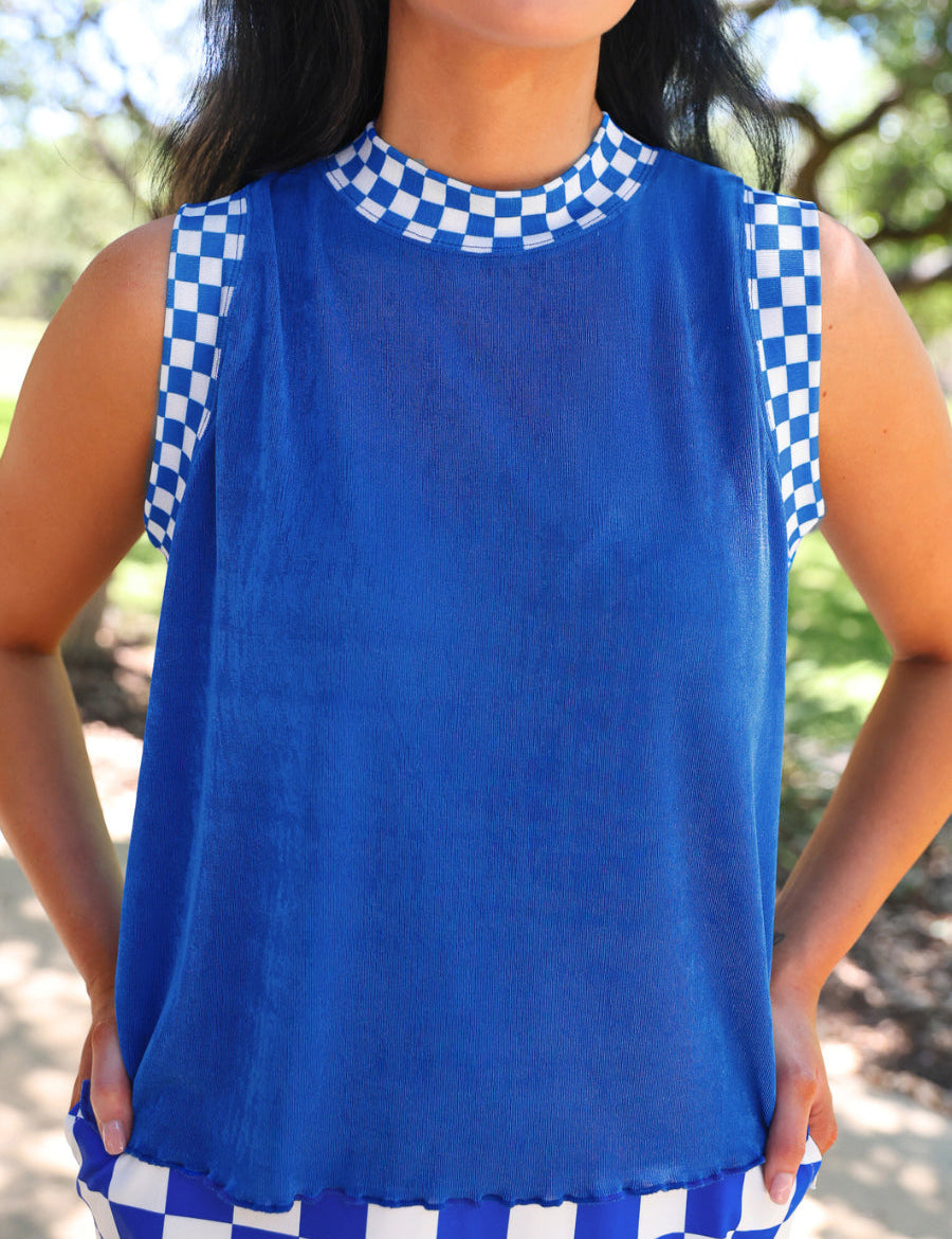 PREORDER- Checkmate Ribbed Tank- Blue