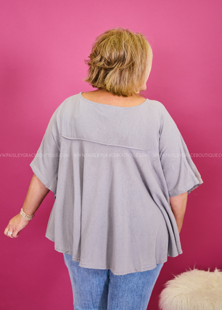 Boho Chic Top - Grey PLUS ONLY