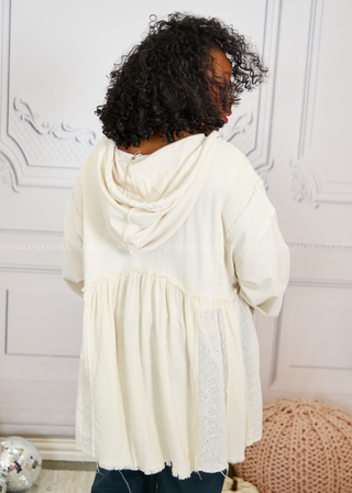 Secret Hideaway Eyelet Trimmed Top - Cream