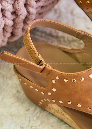 Carley Wedges by Corkys - Cognac Studs - DOORBUSTER